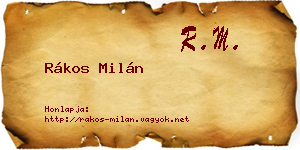 Rákos Milán névjegykártya